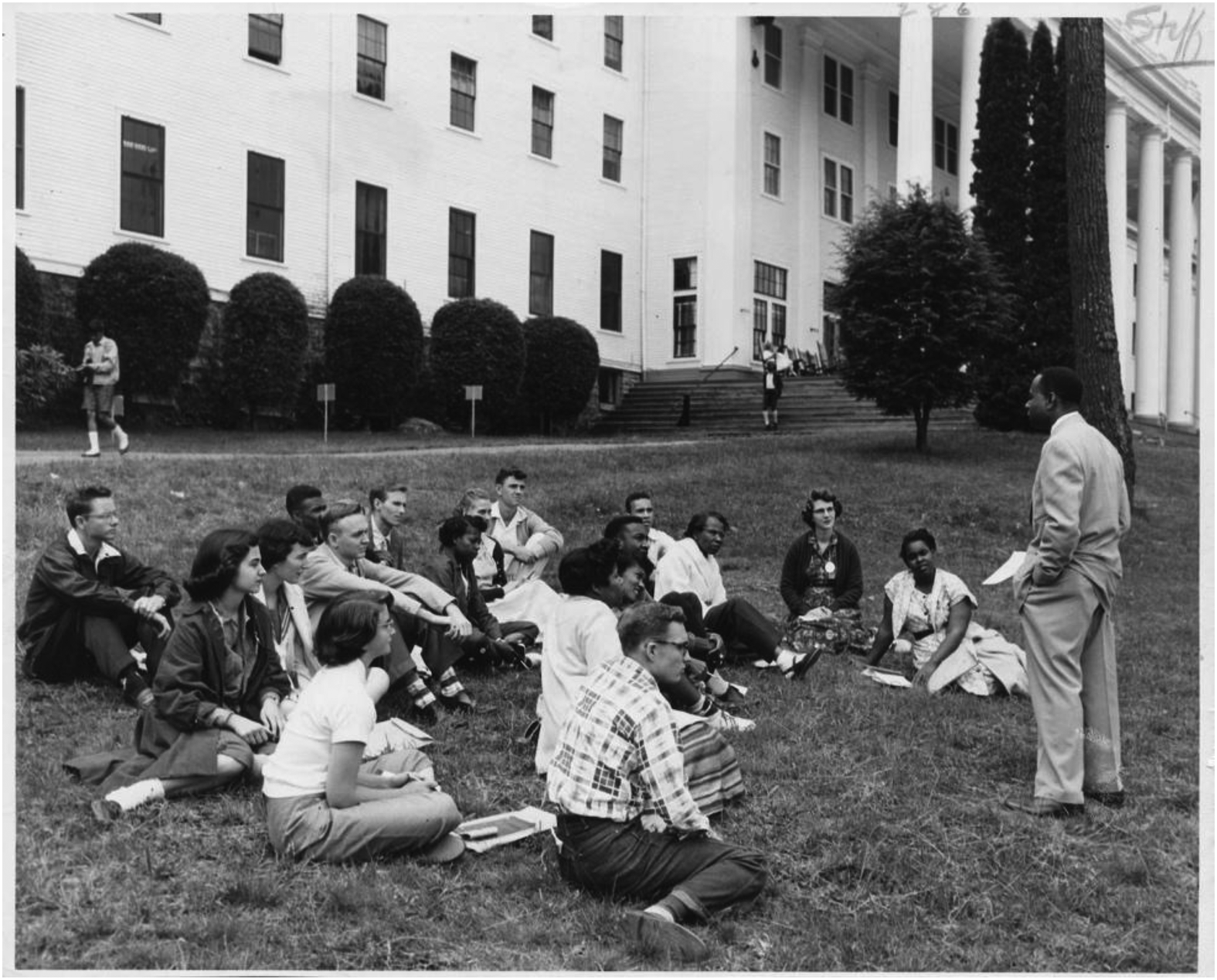 L. Maynard Catchings meeting with the Southern Regional Student Conference at Blue Ridge. Work group on the Christian amid racial and cultural tensions. 1952 – first year both YMCA and YWCA held only official regional conferences at Blue Ridge,” by Edward L. DuPuy, courtesy of Kautz Family YMCA Archives, University of Minnesota, http://purl.umn.edu/77727 (accessed Dec. 23, 2021).